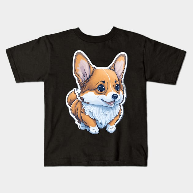 corgi Kids T-Shirt by luxury artista